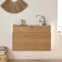 Bureau mural rabattable frêne 100 cm fermé