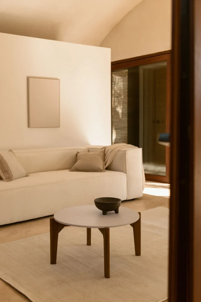 Table basse ronde pour déco minimaliste